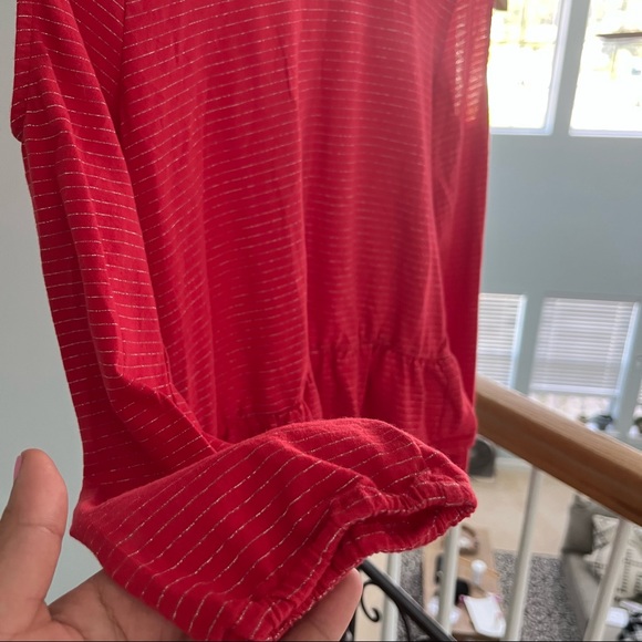 🦋 5/$25 BUNDLE • Copper Key Red Cold Shoulder Girls Top with Silver Strands - Picture 5 of 7